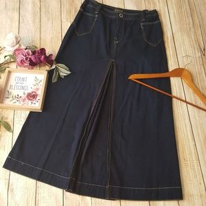 Denim Jean Skirt Dark Wash Long Modest 12